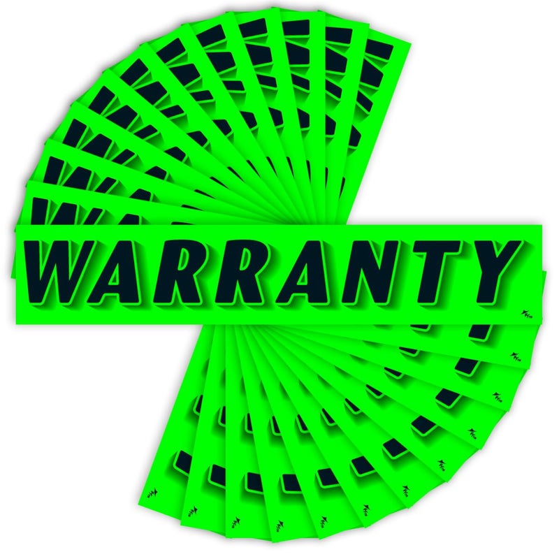 Versa-Tags Chartreuse Green Vinyl Slogan Stickers - 12-Pack for Car Dealer Windshield Advertising, Perfect for Used/New Car Truck RV Lots Slogan-Warranty-Stickers - Image 1